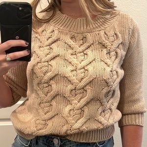 Vintage Talbots beige 3/4 sleeve chunky sweater